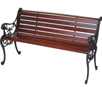 Banc de jardin HWC-F98, Banc de parc Banc en bois, 2 places fonte bois 125cm 20kg ~ brun