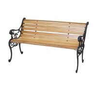 Banc De Jardin Hwc-F98, Banc Du Parc, Banquette En Bois, Fonte, 2 Places, 125cm, 20kg Marron Clair Marron