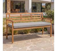 Banc de jardin HWC-N47, banc de parc Banc en bois, bois massif d'acacia MVG ~ coussin gris