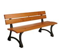 Banc De Jardin Hwc-O20, Banc De Parc Banc En Bois 3 Places, Fonte Bois Pin Certifié Mvg, 170cm Teck Marron