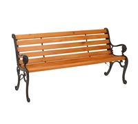 Banc De Jardin Hwc-O25, Banc 3 Places En Bois Et Fonte, 164 Cm Teck Marron
