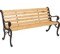 Banc de jardin HWC-O25, Banc de parc Banc en bois 3 places, fonte bois pin, 164cm ~ naturel
