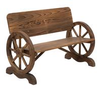 Banc de jardin Moonbite pour 2 personnes, en bois massif de cèdre, avec accoudoirs en forme de roue de chariot et dossier haut, capacité de charge de 250 kg, dimensions : 114 × 58 × 80 cm, bois, coule