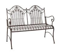 Banc de jardin Moritz 113 cm, métal, 2 places, brun antique - Résistant aux intempéries, pour jardin, terrasse, balcon, style maison de campagne