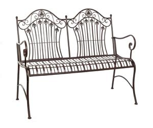 Banc de jardin Moritz 113 cm, métal, 2 places, brun antique - Résistant aux intempéries, pour jardin, terrasse, balcon, style maison de campagne