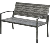Banc de jardin Outsunny, banc 2 places aspect rotin, banc public pouvant supporter jusqu'à 240 kg, en acier