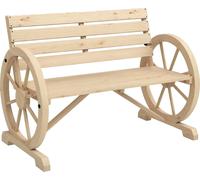 Banc de jardin Outsunny Banc 2 places Banc en bois Design roue de chariot jusqu'à 240 kg