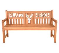 Banc de jardin « Platzhirsch » en teck huilé, 150 cm, 3 places, avec tête de cerf