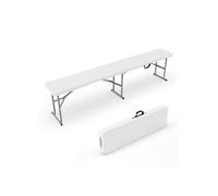 Banc de Jardin Pliable 180 cm Blanc - VINGLI - Banc Exterieur Jardin en Plastique - Pour Camping ＆ Fête ＆ Pique-Nique