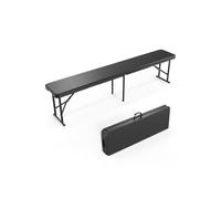 Banc de Jardin Pliable 180 cm Noir - VINGLI - Banc Exterieur Jardin en Plastique - Pour Camping ＆ Fête ＆ Pique-Nique