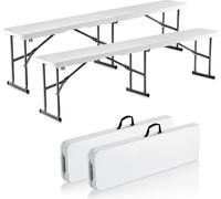 Banc de jardin pliable 182 cm blanc - Idéal pour le camping et le jardin - Assise robuste et peu encombrante