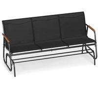 Banc de jardin pour 3 personnes, banc-hamac avec mécanisme de balancement et assise en tissu respirant, banc d'extérieur résistant aux intempéries, capacité de charge de 450 kg, banc en métal pour jar