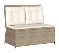 vidaXL Banc de jardin Réglable avec coussins Beige Poly Rattan