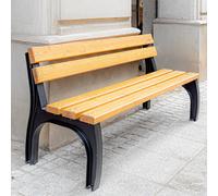 Banc de jardin REKORD Split Tek 170 x 56 x 75 cm en bois massif d'épicéa scandinave et fonte - Banc public résistant aux intempéries