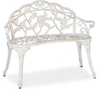 Relaxdays Banc de jardin roses blanc-bronze