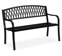Banc de jardin Relaxdays, deux places, robuste, style rustique, confortable, banc en métal, D x L x H : 87 x 127 x 60 cm, noir