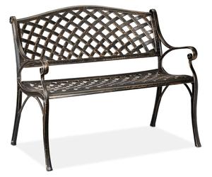 Banc de jardin Relaxdays, jardin et balcon, 2 places. Style antique, banc en aluminium, dimensions : 82 x 102 x 60 cm, noir-bronze