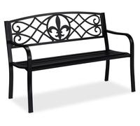 Relaxdays Banc de jardin avec motif Fleur de Lys
