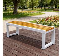 Banc de jardin résistant aux intempéries 2-3 places, 100/120/150 cm, en fourrure de bois et métal, pour terrasse, balcon, véranda, parc