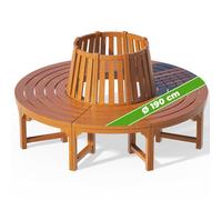 Banc de jardin rond Ø 190 cm en bois d'eucalyptus Certifié FSC® robuste banc circulaire tour d'arbre banquette ronde