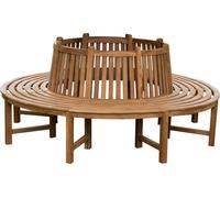 Banc de jardin rond en teck "Baumbank" de la collection "Nila", pivotant à 360 degrés, résistant aux intempéries, avec dossier, couleur marron