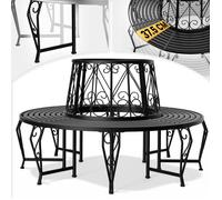 Banc de jardin rond noir Ø160 cm acier thermolaqué robuste pieds incurvés banc circulaire tour d'arbre banquette ronde