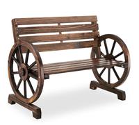 Banc de jardin - TECTAKE - Banc de jardin HOWDY 2 places bois massif flammé 106 x 55 x 78 cm - Marron