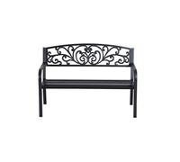 Outsunny Banc de Jardin Terrasse en Acier Fonte 2 Places Charge Max. 220 Kg Noir aosom france