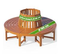 Banc de jardin tour d'arbre [Jardin] | Bois d'eucalyptus certifié FSC, diamètre de 190cm, résistant aux intempéries, design intemporel