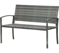 Banc de jardin Valora 2 places en poly rotin - Résistant aux intempéries avec cadre en acier - Pour jardin, terrasse & véranda - Gris