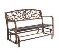 VEVOR Banc de jardin 127 cm - Acier carbone, dossier en fonte, accoudoirs arrondis - Bronze antique