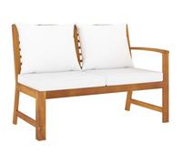 vidaXL Banc de jardin 114,5 cm avec coussins Crème Bois massif Acacia