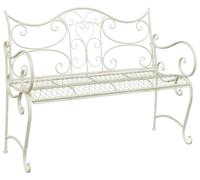 Banc de jardin vidaXL 2 places 114 x 56,5 x 90 cm en acier blanc antique