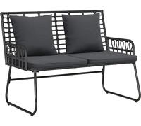 Banc de jardin vidaXL noir et anthracite en polyrotin