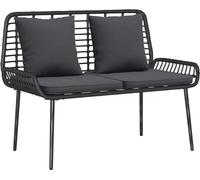 Banc de jardin vidaXL noir et anthracite en polyrotin