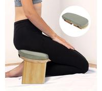 Banc de méditation - Tabouret pour le yoga et la prière - Pliable - En bambou - Assise rembourrée - Montage facile - Vert clair