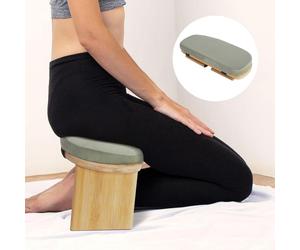 Banc de méditation - Tabouret pour le yoga et la prière - Pliable - En bambou - Assise rembourrée - Montage facile - Vert clair