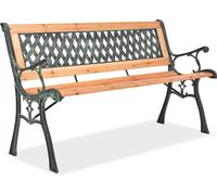 Banc de parc en bois de sapin Banc de jardin Banc en bois et métal Terrasse Balcon 125x74cm