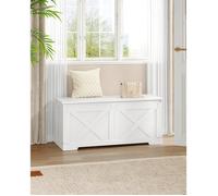 Banc de Rangement 109 cm, Meuble pour Entrée avec 2 Charnières Stables,Banc à Chaussures pour Couloir, Chambre, Salon, Blanc