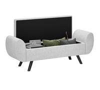 Banc de rangement 53,8L - HOMCOM - siège rembourré en lin et accoudoirs - pour salon, chambre, entrée - 132 x 42 x 50 cm - gris