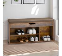 Banc de rangement à chaussures BAIA avec coffre, Assise rembourrée, 104x48x30 cm, 8 à 10 paires de chaussures, Couleur old style