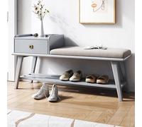 Banc de rangement à chaussures en bois avec siège rembourré, banc d'entrée vintage, meuble d'appoint pour couloir, facile à assembler, idéal pour le salon et la chambre à coucher