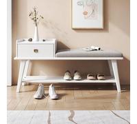 Banc de rangement à chaussures en bois avec siège rembourré, banc d'entrée vintage, meuble d'appoint pour couloir, facile à assembler, idéal pour le salon et la chambre à coucher