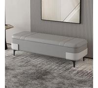 Banc de Rangement avec Grand Coffre de Stockage, Pouf de Bout de Lit en Tissu Technique, Banquette d'Entrée Moderne, Support de Sécurité, Cadre en Bois Robuste(B,180cm/70.8in)