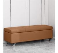 Banc de rangement avec siège universel à roulettes pour chambre à coucher, magasin de vêtements, banc de lit pour chambre à coucher (marron, 120 cm)