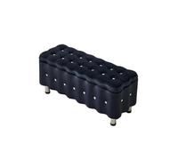Banc De Rangement Banc Bout De Lit Coffre De Rangement Repose-Pieds Pouf | Avec Espace De Rangement En Chenille Pour Chambre À Coucher Salon Couloir Entrée(Black,L80cm/31.5in)