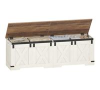 Banc de Rangement, Coffre de Rangement, Coffre pour Couvertures, 2 Charnières Stables,pour L'entrée, La Chambre, Blanc et Marron