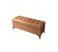 Banc De Rangement Coffre De Rangement Tabouret Repose-Pieds | Pouf De Chambre Revêtement En Tissu Technique Grande Capacité(Light Brown,80x40x43cm)