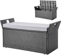 Banc de rangement d'extérieur en rotin PE, coffre de rangement de 40 gallons, siège d'extérieur imperméable