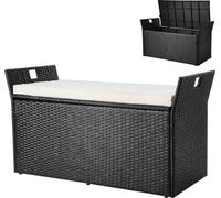 Banc de rangement d'extérieur en rotin PE, coffre de rangement de 90 gallons, siège d'extérieur imperméable